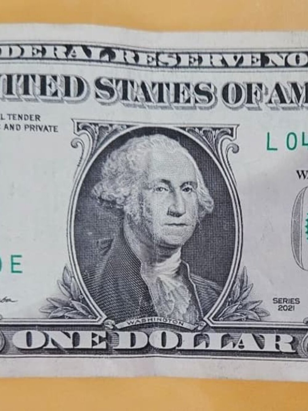 Pattern Unique Serial Number One Dollar Bill USD USA 04554660